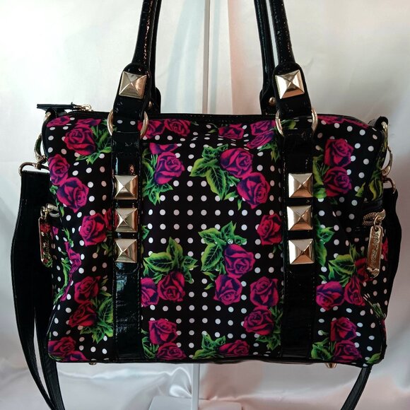 ๐ฅ BETSEY JOHNSON LARGE SATCHEL TOP HANDLE and CROSSBODY BAG โค๏ธ - Picture 1 of 9